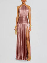 Thalia Metallic Maxi Dress in Peridot for an Elegant and Stunning