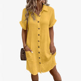 Leichtes Sommerkleid Damen aus Leinen-Baumwoll-Mischung - Perfekt für Strand und Urlaub