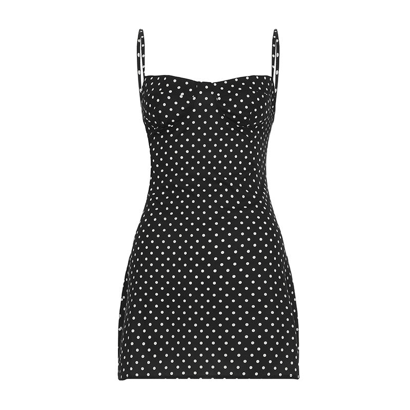 Zwiewna mini sukienka w groszki damska elegancka i wygodna na lato