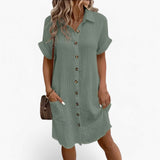 Leichtes Sommerkleid Damen aus Leinen-Baumwoll-Mischung - Perfekt für Strand und Urlaub