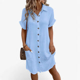 Leichtes Sommerkleid Damen aus Leinen-Baumwoll-Mischung - Perfekt für Strand und Urlaub