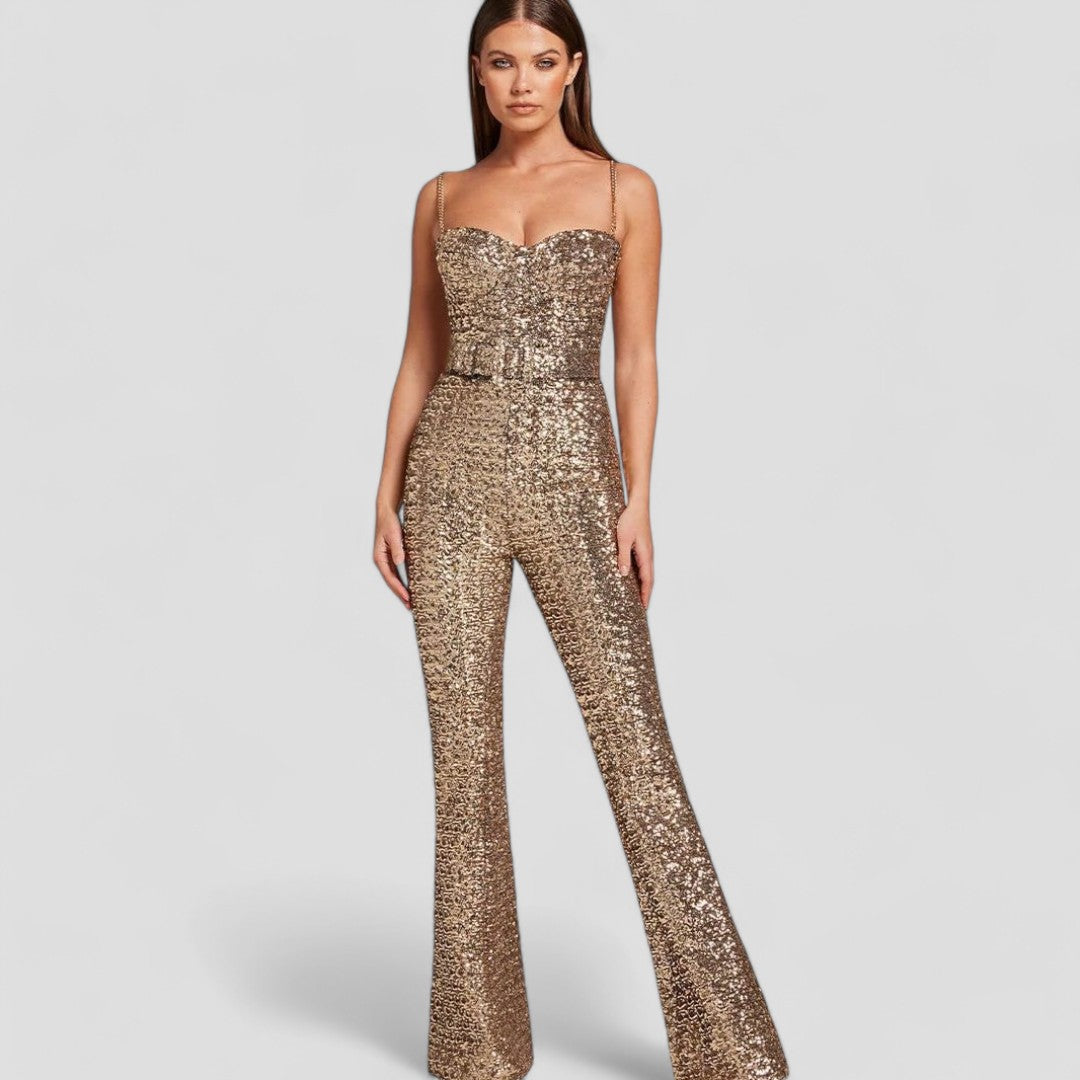 dresses : Clara – Combinaison de Soirée Élégante à Paillettes avec Ceinture in van Seroa