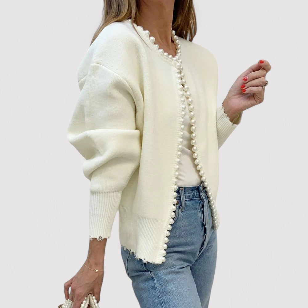 other : Elena - Cardigan Élégant en Maille Orné de Perles in van Seroa