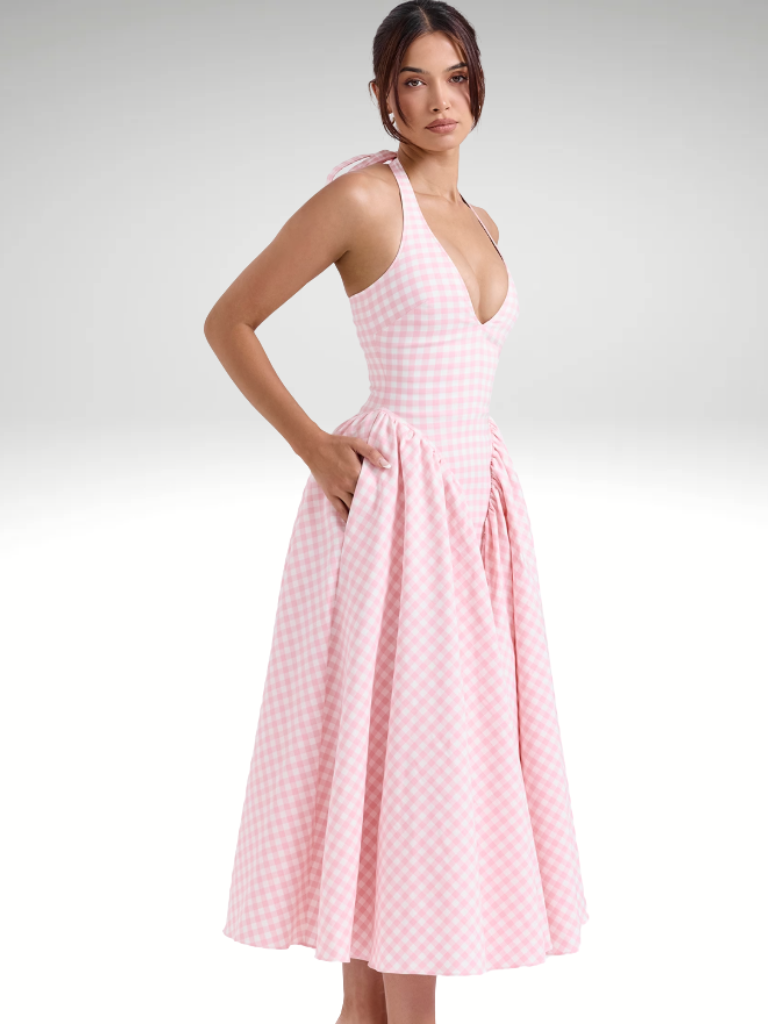 dresses : Leslie | Robe Femme Midi Halterneck A-Fluide in van Seroa