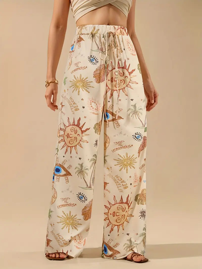 Pantalon Bohème Chic à Jambes Larges 0
