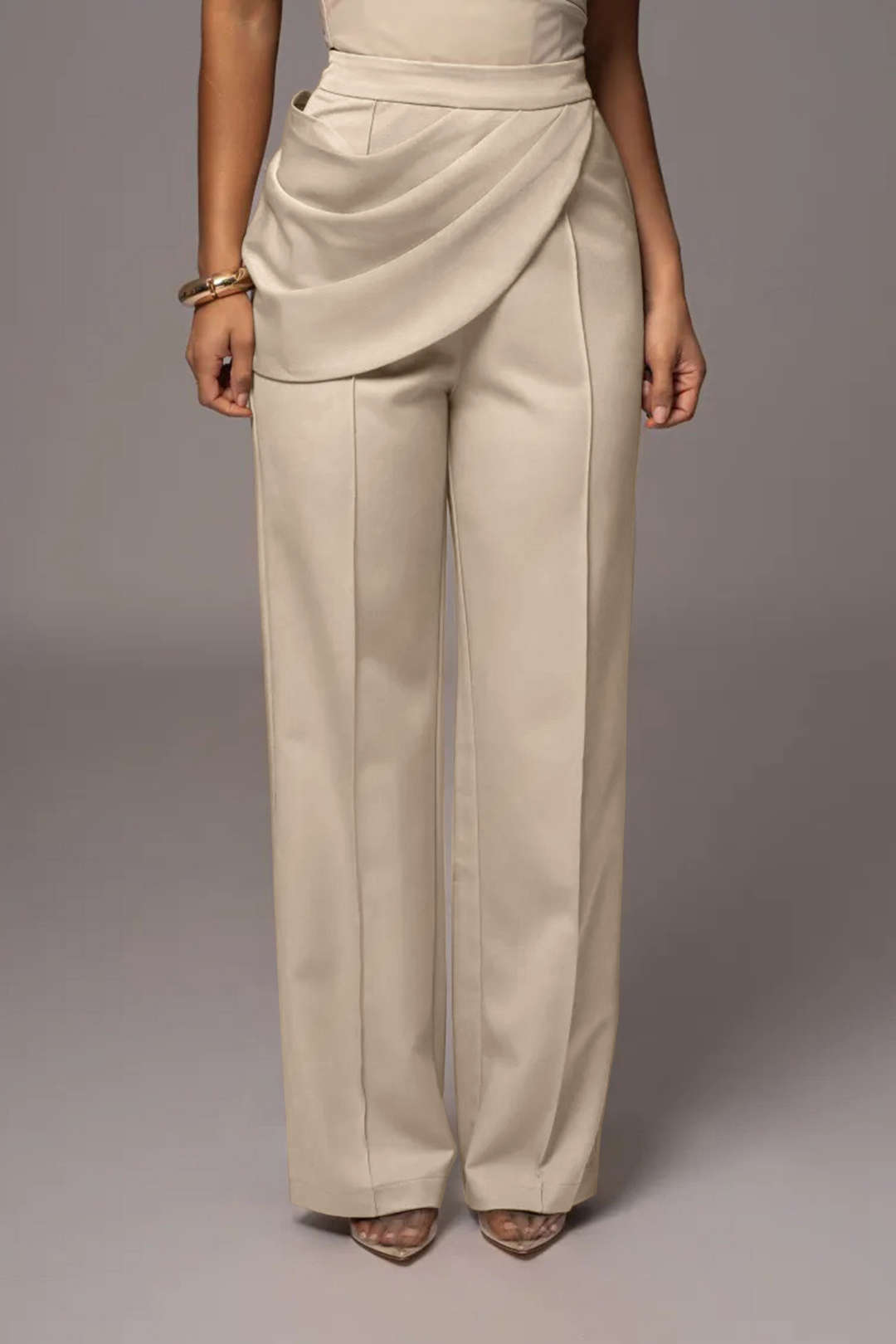 skirts : Deborah | Pantalon Femme Asymétrique en Polyester in Beige van Seroa