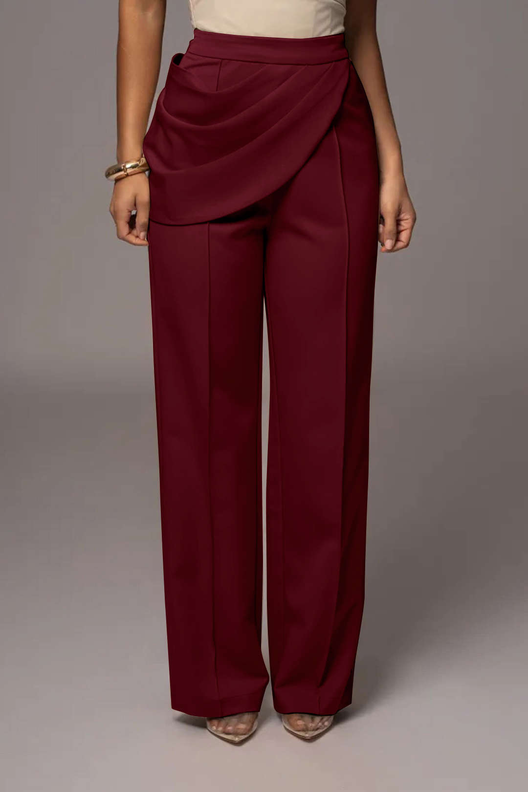 skirts : Deborah | Pantalon Femme Asymétrique en Polyester in Bourgogne van Seroa