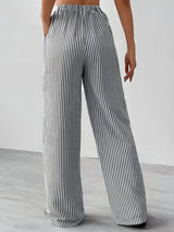 Pantalons pour hommes : Lyla | Pantalon Femme Droit en Coton Rayé in van Seroa