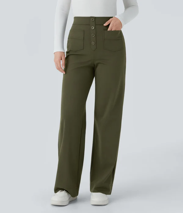 Pantalon Femme Élastique Taille Haute 0