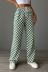 Pantalons pour femmes : Mika | Pantalon Femme Élastique en Coton à Pattes d'Éléphant in Vert van Seroa