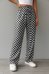 Pantalons pour femmes : Mika | Pantalon Femme Élastique en Coton à Pattes d'Éléphant in Gris van Seroa
