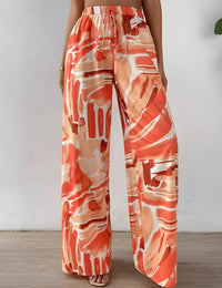 Weite Damenhose mit abstraktem Druck aus Baumwolle