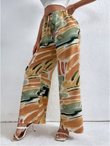 Pantalons pour femmes : Megan | Pantalon Femme Large Imprimé Abstrait Coton in Kaki van Seroa