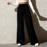 skirts : Lilian | Pantalon Fluide Femme Taille Haute Confortable in Noir van Seroa