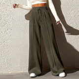 skirts : Lilian | Pantalon Fluide Femme Taille Haute Confortable in Vert armée van Seroa