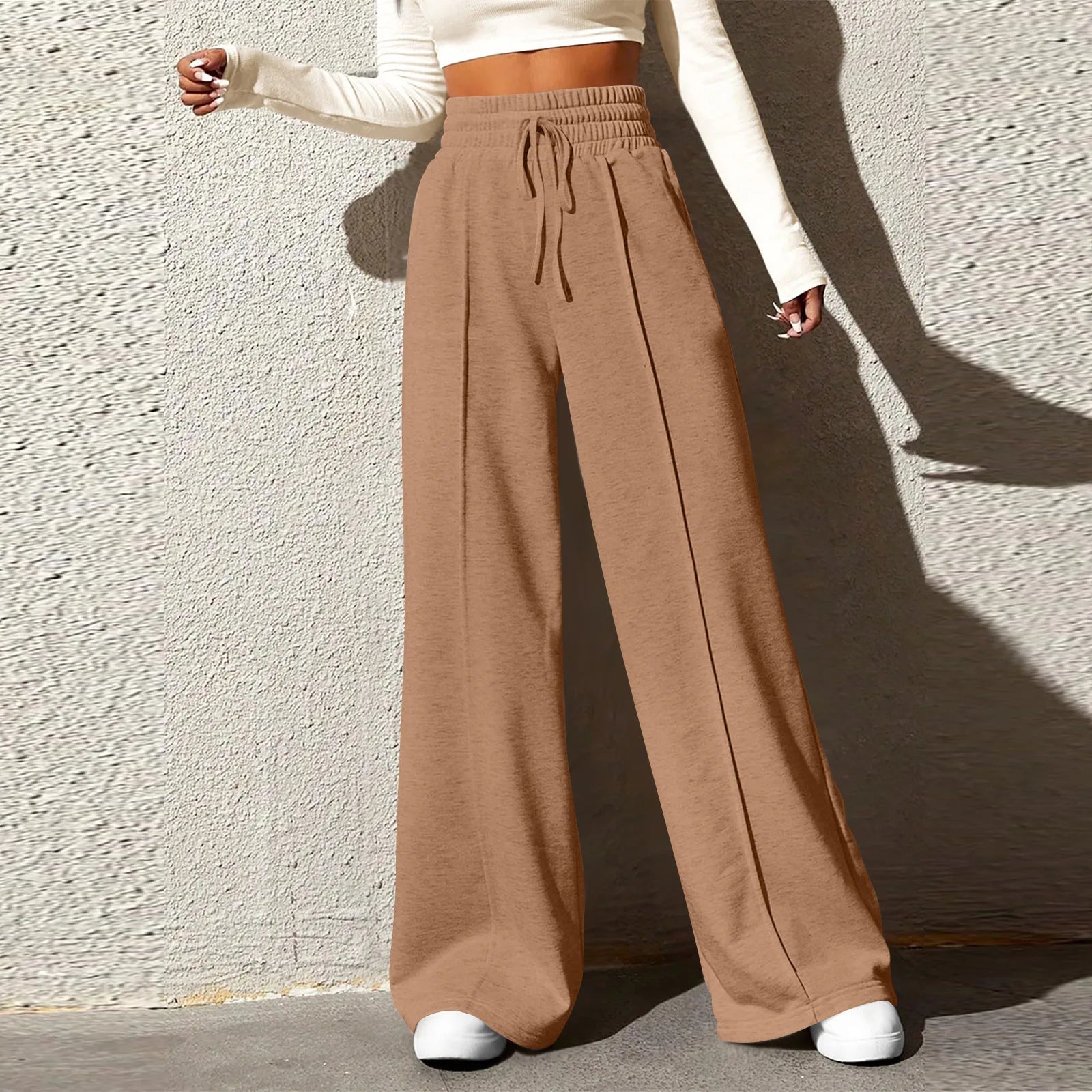 skirts : Lilian | Pantalon Fluide Femme Taille Haute Confortable in Kaki van Seroa