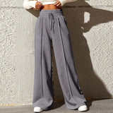 skirts : Lilian | Pantalon Fluide Femme Taille Haute Confortable in Gris foncé van Seroa