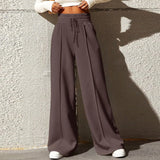 skirts : Lilian | Pantalon Fluide Femme Taille Haute Confortable in Café van Seroa