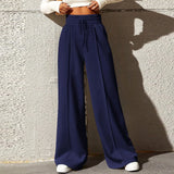 skirts : Lilian | Pantalon Fluide Femme Taille Haute Confortable in Marine van Seroa