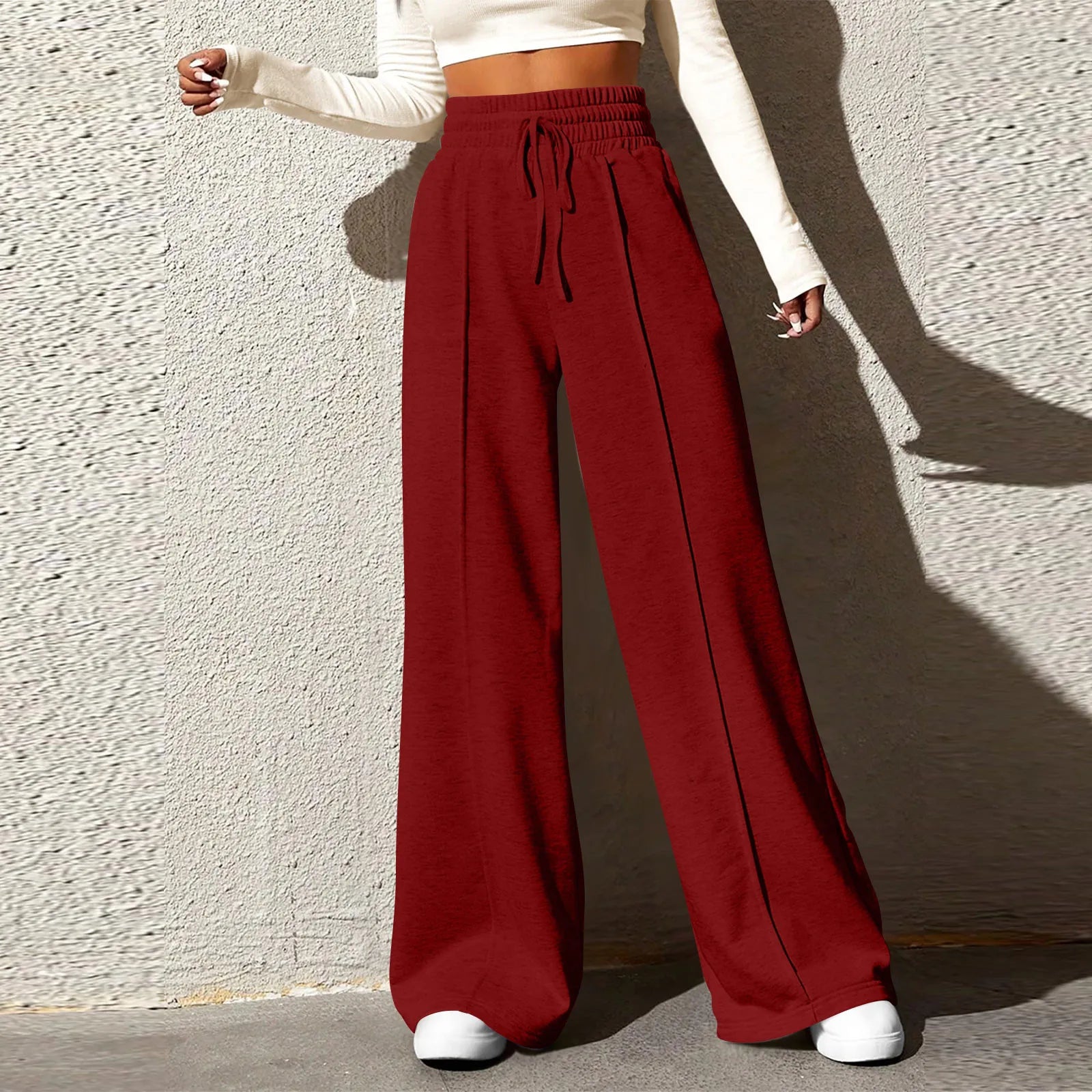 skirts : Lilian | Pantalon Fluide Femme Taille Haute Confortable in Vin van Seroa
