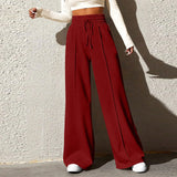 skirts : Lilian | Pantalon Fluide Femme Taille Haute Confortable in Vin van Seroa