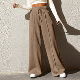 skirts : Lilian | Pantalon Fluide Femme Taille Haute Confortable in Marron van Seroa