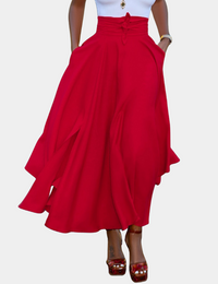 Elegante, fließende schwarze Damenhose mit hoher Taille – bequem