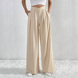 Pantalons pour femmes : Cora | Pantalon Fluide Femme Taille Haute avec Plis in Abricot van Seroa