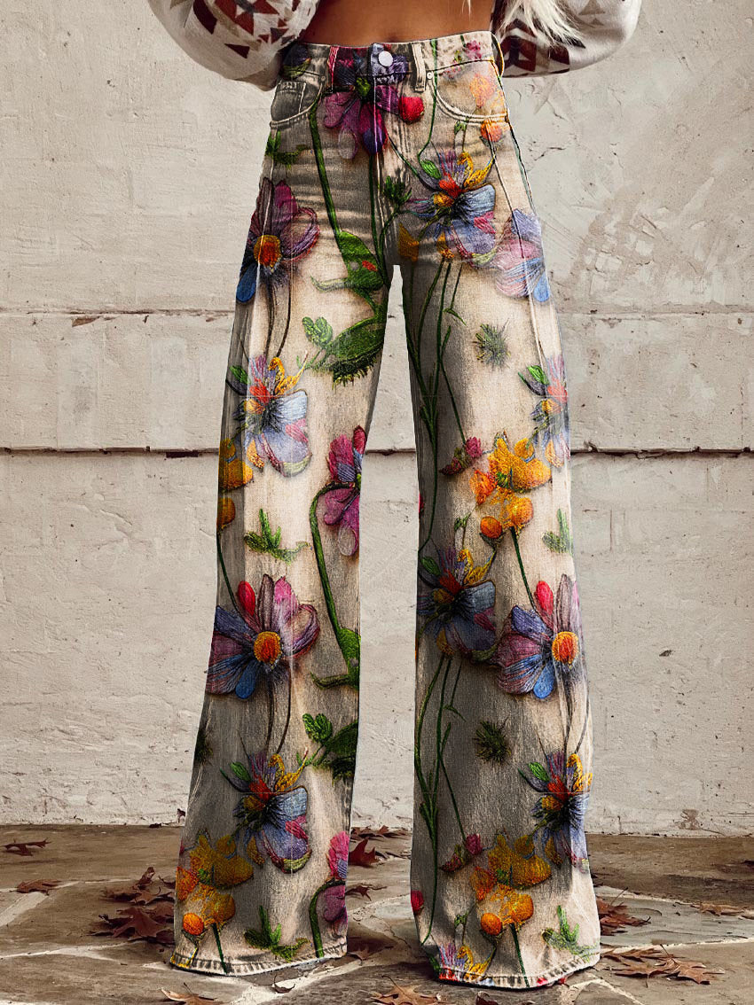 Pantalons décontractés : Rosalie | Pantalon Fluide Femme en Viscose Multicolore in Vintage Gypsy van Seroa