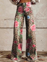 Pantalons décontractés : Rosalie | Pantalon Fluide Femme en Viscose Multicolore in Panthère van Seroa