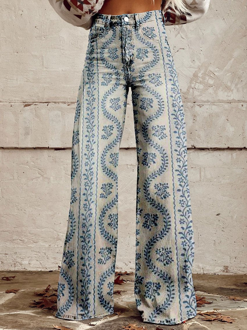 Pantalons décontractés : Rosalie | Pantalon Fluide Femme en Viscose Multicolore in Rayures bleues van Seroa