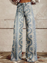 Pantalons décontractés : Rosalie | Pantalon Fluide Femme en Viscose Multicolore in Rayures bleues van Seroa