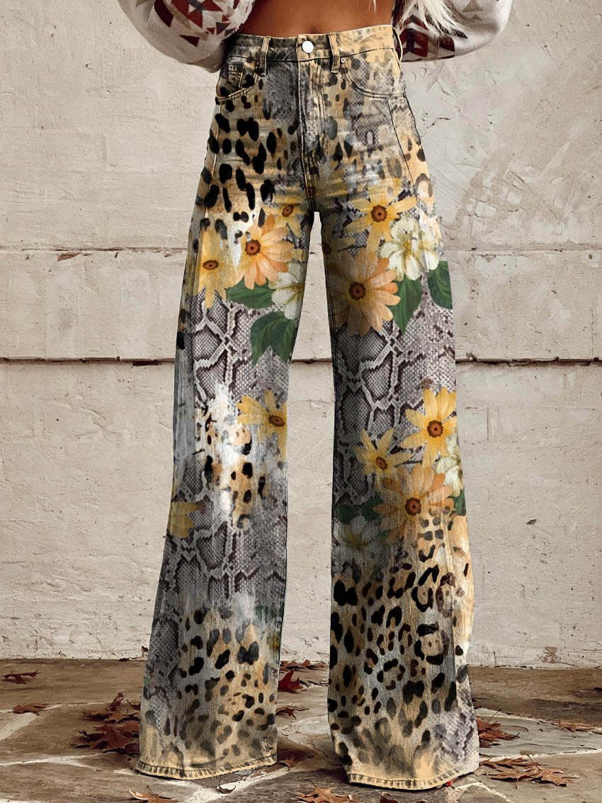 Pantalons décontractés : Rosalie | Pantalon Fluide Femme en Viscose Multicolore in Tigre van Seroa