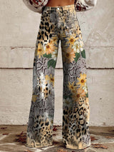 Pantalons décontractés : Rosalie | Pantalon Fluide Femme en Viscose Multicolore in Tigre van Seroa