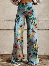 Pantalons décontractés : Rosalie | Pantalon Fluide Femme en Viscose Multicolore in Bleu van Seroa