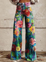 Pantalons décontractés : Rosalie | Pantalon Fluide Femme en Viscose Multicolore in Coloré van Seroa
