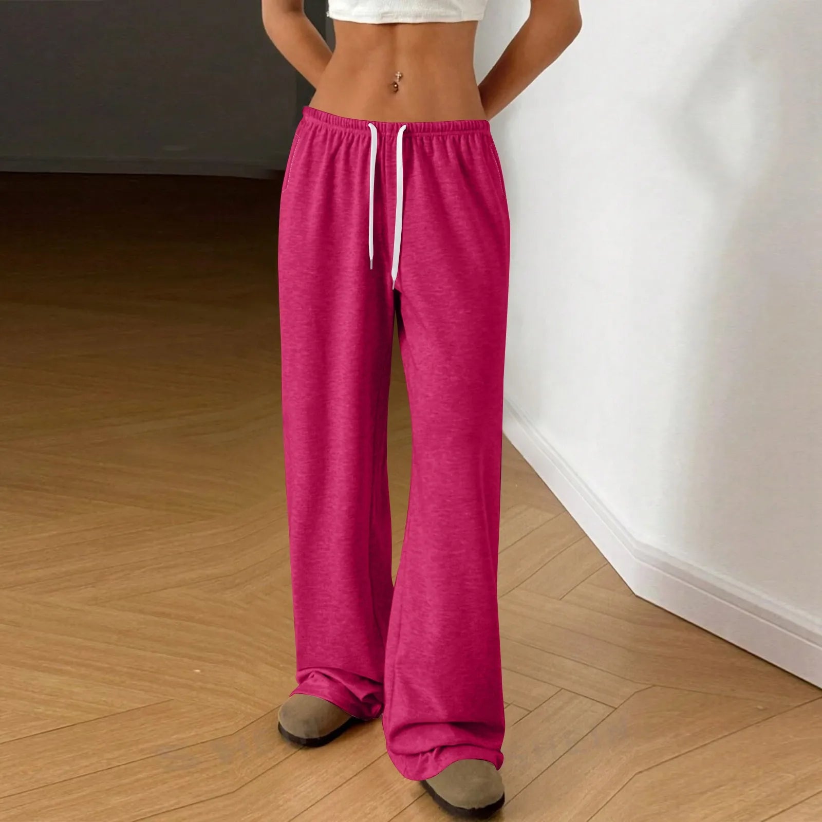skirts : Alma | Pantalon Large Femme en Coton Élégant in Rose vif van Seroa