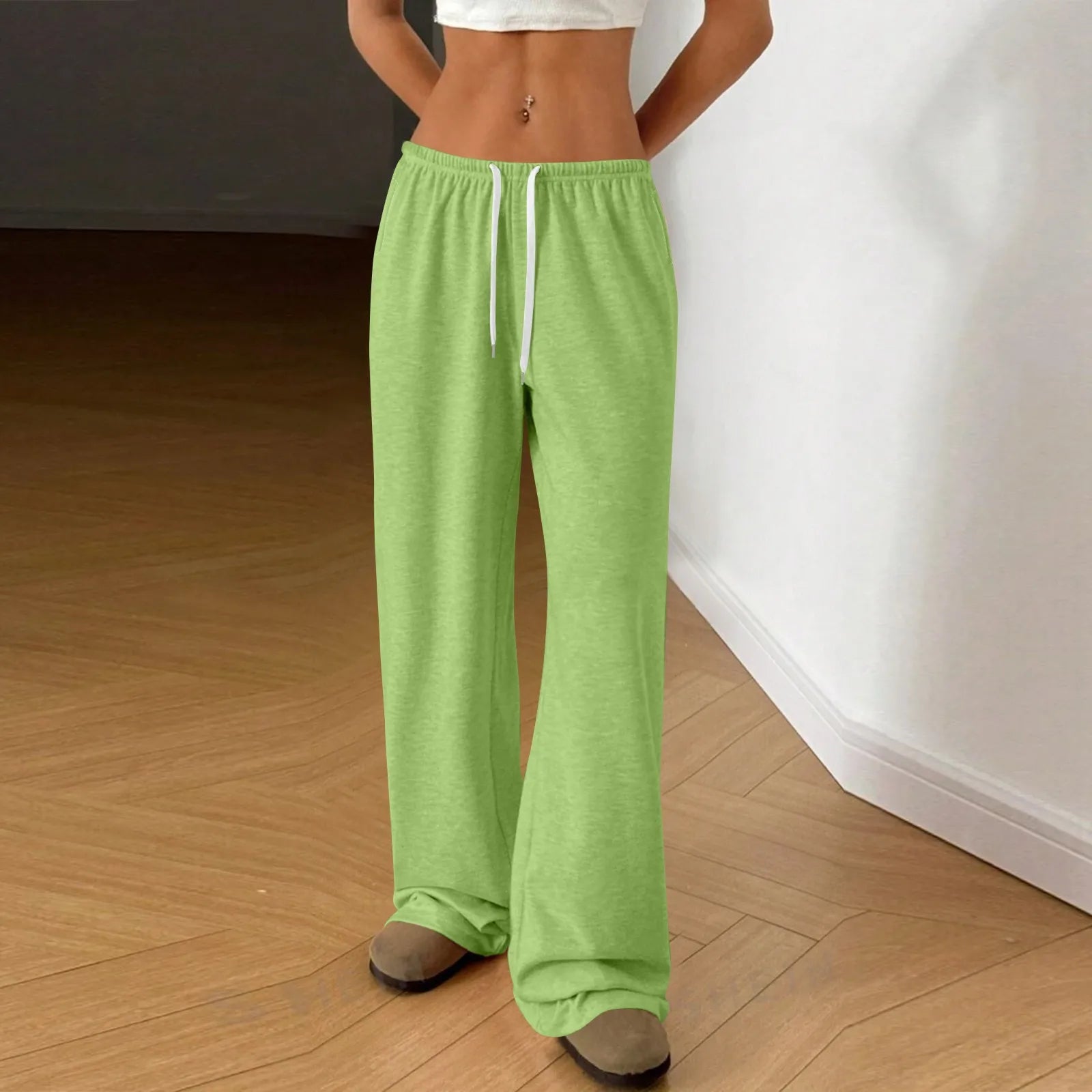 skirts : Alma | Pantalon Large Femme en Coton Élégant in Vert clair van Seroa