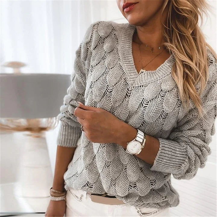 Pull Classique Femme Col en V 4