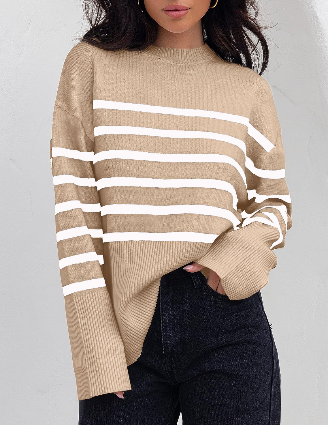 Pull Femme Ample Aérien Rayé 3