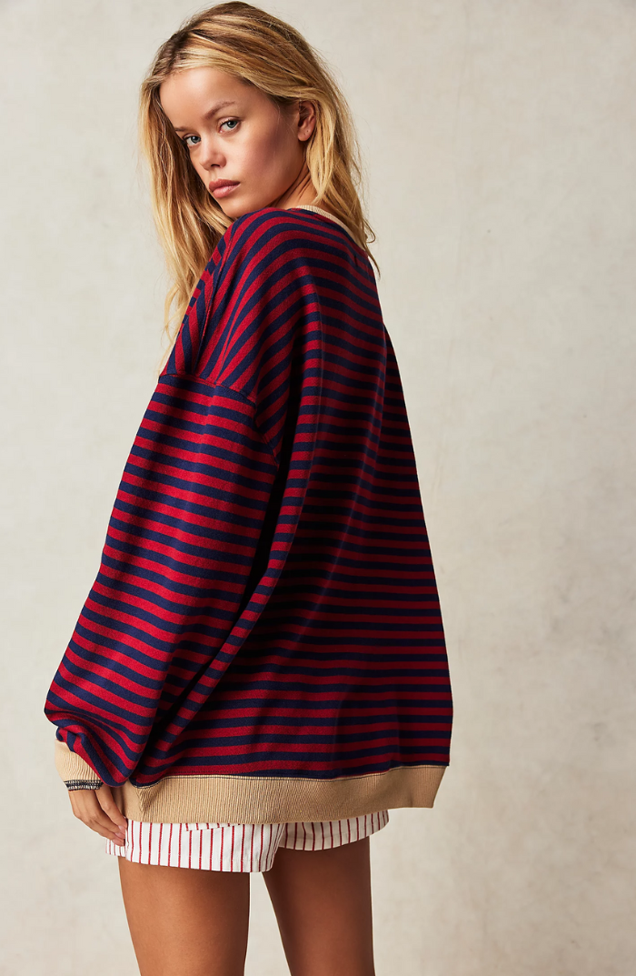 Pull Femme Ample à Rayures Élégant 4