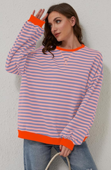 Pull Femme Ample à Rayures Élégant 7