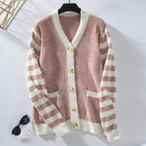 Pull Femme Chic Rayé Boutonné 0