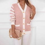 Pull Femme Chic Rayé Boutonné 2