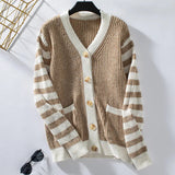 Pull Femme Chic Rayé Boutonné 3