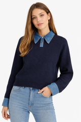 Pull Femme Chic à Col Chemise 1