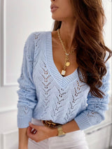 Pull Femme Chic à Col en V Ample 3