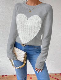 Damenpullover mit Herzmotiv Rundhalsausschnitt Sommermode
