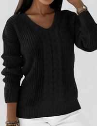 Damenpullover mit V-Ausschnitt, Strick Herbstkollektion
