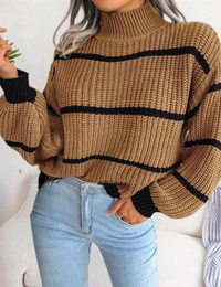 Damenpullover mit Stehkragen, schwarz, Herbstkollektion